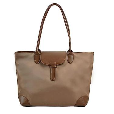 Imagem de Gkidrpos Bolsa feminina de tecido Oxford grande com alça superior bolsa de ombro moderna, Marrom