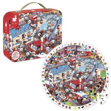 Imagem de Quebra-Cabeça Infantil Bombeiros Maleta Educativa 208 Peças - Janod