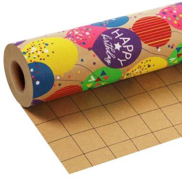 Imagem de Rolo de papel de embrulho LaRibbons Birthday Kids 83m² Kraft Paper