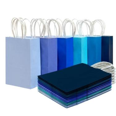 Imagem de Bolsa de presente qiqee Medium 30 unidades com alças 28x13x20cm azul x