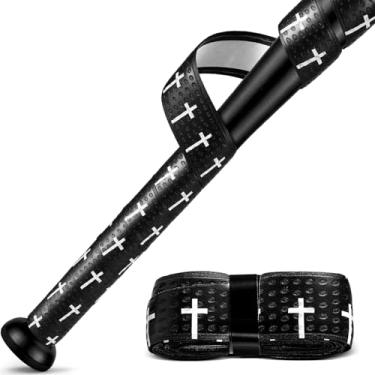 Imagem de 1 peça fitas de aderência para taco de beisebol Faith Cross 1,5 mm pré-cortada e totalmente adesiva softball, fita antiderrapante para tacos de beisebol para substituição de fita de críquete religiosa