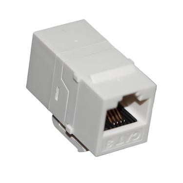 Imagem de Acoplador em linha de rede Cat 3/Cat 5e/Cat 6 UTP não blindado branco/preto RJ11/RJ45 adaptador Ethernet compatível com patch panel (10 peças, branco, Cat 3)