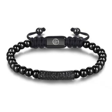 Imagem de WP WEPICK Pulseiras masculinas banhadas a ouro 18 quilates com cruz de estrela de oito garras, trevo de quatro folhas, coração e gato, pulseira com pingente de aço inoxidável, contas de ouro