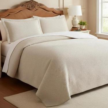 Imagem de Cobre Leito Queen Size Algodão Lauryn Bordado Super Luxuoso - De Luca 