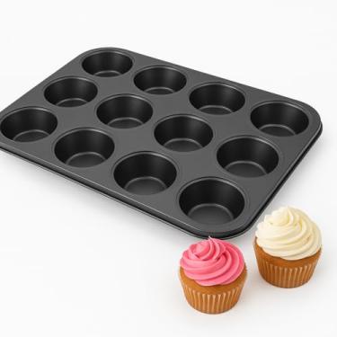 Imagem de Forma para Cupcake e Muffin Antiaderente com 12 Cavidades – Assadeira de Alumínio Resistente e Durável, Ideal para Bolos, Tortinhas, Empadinhas, Doces e Sobremesas no Forno