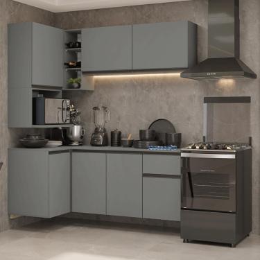 Imagem de Armário De Cozinha Completa De Canto 265 Cm Suspensa Cinza Nice Madesa 06