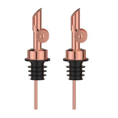 Imagem de BETTFOR Pacote com 2 bicos de despejo de licor automáticos - bico dispensador de vinho e azeite de oliva, aço inoxidável 304 e silicone de grau alimentício para cozinha, bar, restaurante (Goldrose)