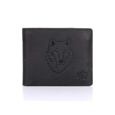 Imagem de Carteira masculina Karla Hanson de couro com bloqueio de RFID Black Wolf