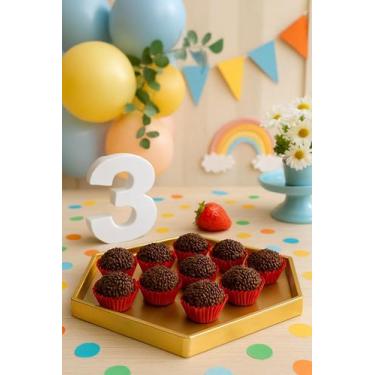 Imagem de Kit 4 Bandejas Sextavadas MDF 20x20cm Decoração Para Festas Mesa de Do