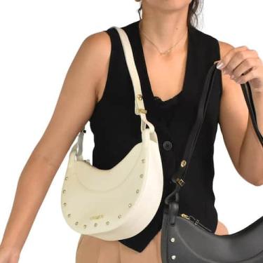 Imagem de Bolsa Feminina Moleca Transversal Curvada Branco 50054231, Branco, Off
