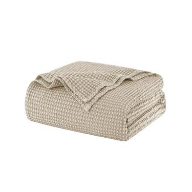 Imagem de Talasily Cobertor Queen Size 100% algodão para cama - Roupa de cama leve e respirável para todas as estações - Cobertor de trama waffle macio, lavável na máquina, aveia, 222 x 232 cm