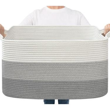 Imagem de Cesto de Almacenamiento Goodpick Grande Tejido Gris 55x38x30 cm