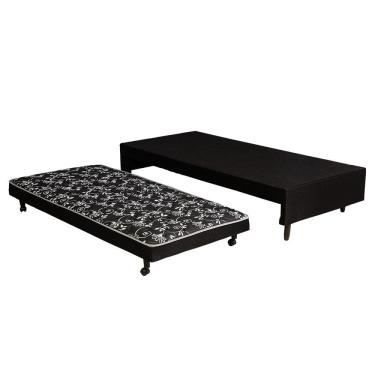 Imagem de Cama Box Bicama Solteiro com Cama Auxiliar 88x188 Estrutura Madeira Eucalipto Reforcada para Hospedes