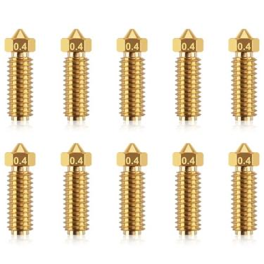 Imagem de 10 bocais de latão para impressora 3D, kit de bicos de alta velocidade de 0,4 mm, suprimentos de impressão 3D, bicos de rosca de alta condutividade térmica, acessórios de peças de reposição