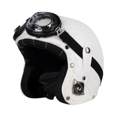 Imagem de Capacete de Motocicleta Retrô 3/4 - Couro PU - Estilo Chopper Vintage,