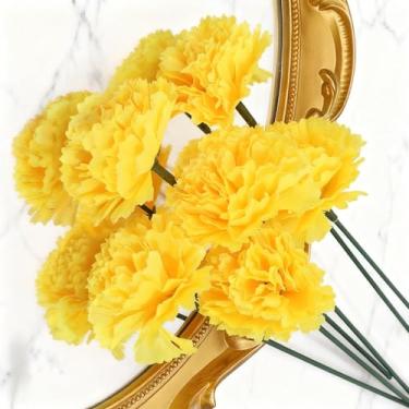 Imagem de 10 peças de flores de crisântemo, decoração de Halloween, flores artificiais, decoração de festa de Natal (amarelo)