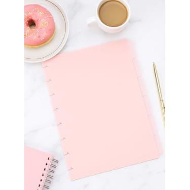Imagem de 6 folhas divisórias de fichário A5, folhas divisórias de plástico retangular rosa, acessórios para separar páginas, cadernos, documentos, arquivo, 21 x 15,7 x 0,1 cm