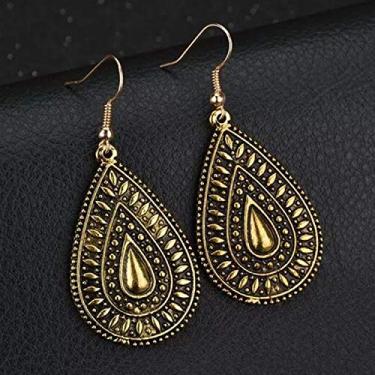 Imagem de Brincos pendentes em forma de gota d'água retrô estilo étnico moderno temperamento requintado cor cobre brincos de gota uso diário joias de festa presentes