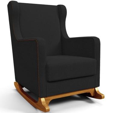 Imagem de Poltrona De Amamentação Com Balanço Mavie L02 Bouclê Preto - Lyam Decor