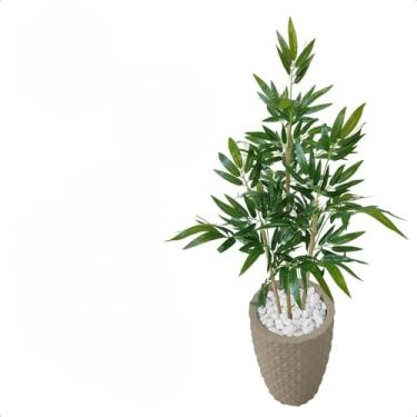Imagem de Bambu Artificial, Bambu Artificial Mosso Planta Grande Vaso Decorativo Pedra, 110×45cm(3D)