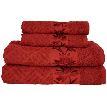 Imagem de Flabom Têxtil, Kit 4 Toalhas Olympia 2 Banho + 2 Rosto 100% Algodão Premium Macias e Super Absorventes Cor:Marrom Avermelhado