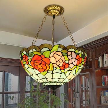 Imagem de Luminária pendente contemporânea de luxo em vidro colorido com LED, estilo americano criativo, para sala de estar, restaurante, quarto, hotel, casa de campo, corredor, café, bar ou escada (E