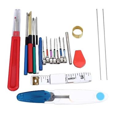Imagem de Kits de bordado com agulha perfurada 20 peças DIY Art Craft Set com cabeças intercambiáveis ​​Alça confortável para iniciantes Adultos Ferramentas duráveis ​​de plástico de aço