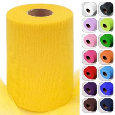 Imagem de Rolo de tecido de tule amarelo Spectra 15 cm por 100 jardas (91,4 m) fita de tule para saia tutu embrulho de presente casamento chá de bebê decorações de festa de ação de graças artesanato DIY