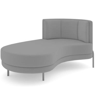 Imagem de Chaise Longue Divã 164cm Braço Direito Logus D06 Veludo Cinza - Mpozenato