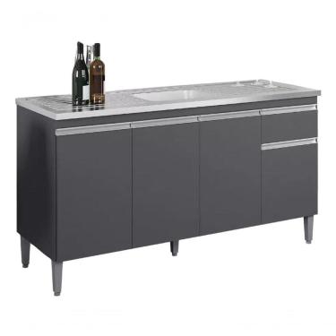 Imagem de Balcão Gabinete Módulo Tatiane 150cm Cinza Ajl Móveis Cor Cinza-escuro