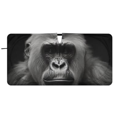 Imagem de ATTX Para-brisa de carro Gorilla Portraits - 149.9 cmx76.2 cm Universal Sun Shield Visor | Acessórios automotivos refletores de calor para proteção do para-brisa dianteiro #38