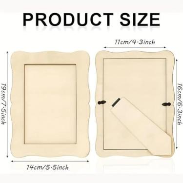 Imagem de Esquirla Moldura de madeira faça você mesmo, artesanato em madeira, moldura para fotos, materiais para pintura, projetos de arte escolares, Natal e Halloween, 12 PeÇas