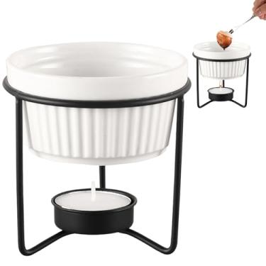 Imagem de Aquecedor de manteiga - Utensílios de cozinha de cerâmica portátil | Panela de derretimento de queijo fondue de chocolate, para frutos do mar, chocolate, chá, sobremesa, lanches, frutas, leite, molho
