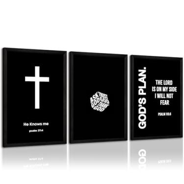 Imagem de Arte de parede de Jesus Cristão Preto Branco Deus Tela Decoração de Parede Pôster de Verso da Bíblia Religiosa Pintura Cristã Cruz Arte de Cristo Impressões de Escrituras Imagem para Quarto 40,6 x 61