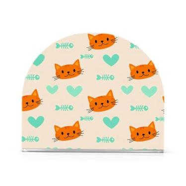 Imagem de Qilmy Porta-guardanapos de acrílico para gatos laranja dos desenhos animados, suporte de guardanapo de coquetel de plástico transparente para mesas de restaurante de cozinha, 1 peça