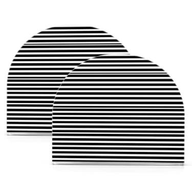 Imagem de Qilmy Porta-guardanapos acrílico listrado preto e branco, suporte de lenços de mesa independente, dispensador de papel de coquetel para cozinha, jantar, restaurante, bar, decoração, 2 unidades