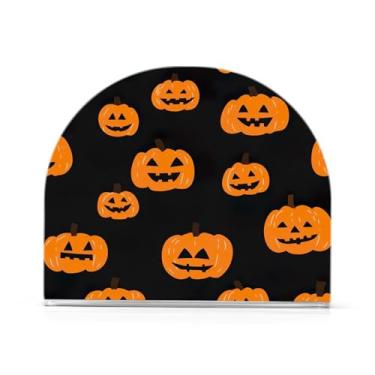 Imagem de JUZIHAI Abóboras de Halloween Porta-guardanapos para mesa Dispensador de guardanapo de acrílico para mesa Suporte de lenços independente para cozinha sala de jantar bar festa decoração de casa
