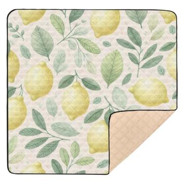 Imagem de Qilmy Tapete para bebês Fresh Lemon 127 x 127 cm, macio à prova d'água, tapete para bebês e crianças, antiderrapante, lavável, cercadinho