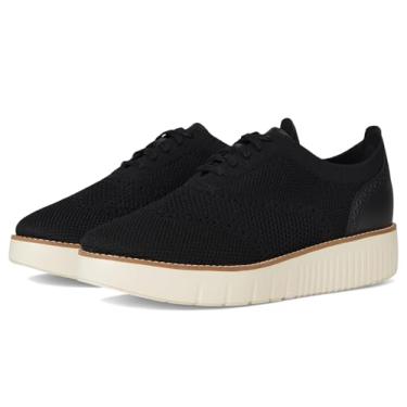 Imagem de Cole Haan Sapato Oxford feminino Grand City Platform Stitchlite, Malha preta/marfim, 7.5 Wide