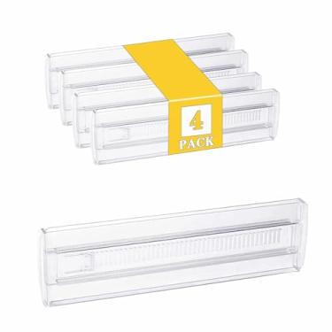 Imagem de ChefktCove Pacote com 4 divisórias de gaveta para roupas, 8 cm de altura, 28,8 a 50 cm, organizador de gaveta expansível ajustável, separadores de plástico transparente para cômoda, roupas de bebê