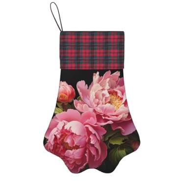 Imagem de SKKNT Meias de Natal com estampa de peônia, animais de estimação, decoração de Natal, cães, gatos, árvores, doces, presente, conveniente