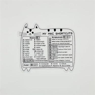 Imagem de Pacote com 5 adesivos de atalho - Guia de referência Cat Atalhos de teclado, vinil sem resíduo ideal para trabalhar em casa (8,9 cm x 9 cm)