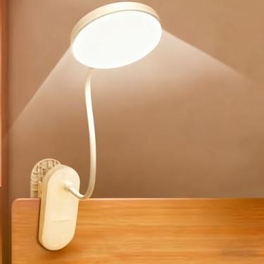 Imagem de Lâmpada de mesa, luminária de clipe para leitura de escritório em casa, luz de livro com brilho regulável para cabeceira de cama