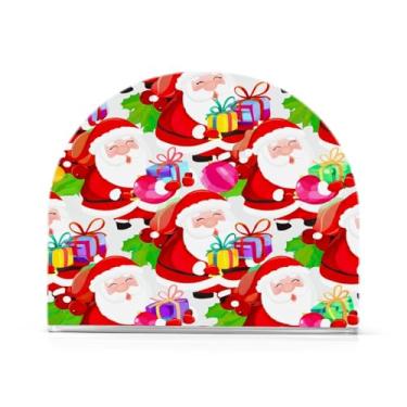 Imagem de JUZIHAI Porta-guardanapos de Natal fofo de Papai Noel para mesa, dispensador de guardanapo de acrílico, suporte de lenços independente de mesa para cozinha, jantar, bar, festa, decoração de casa