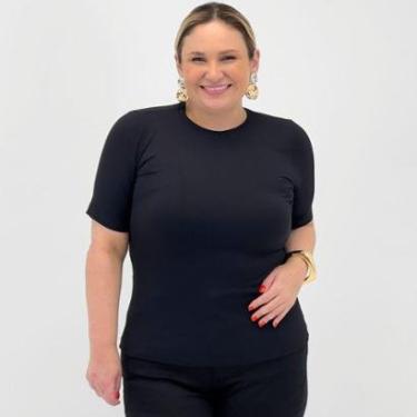 Imagem de Blusa Alpelo Plus Size Básica Canelada Manga Curta Feminina-Feminino