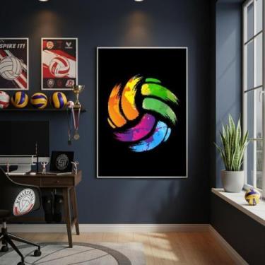 Imagem de Quadro Arte Bola De Vôlei 70X50Cm Mold Preta - Quadros On-Line