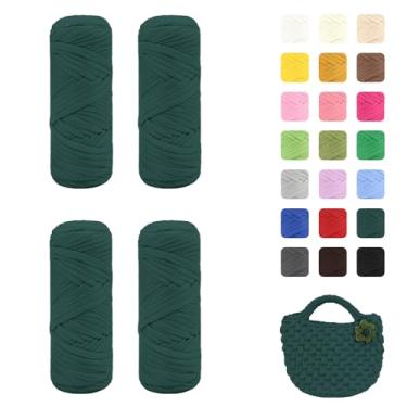 Imagem de Maxee Pacote com 4 fios de camiseta premium (200 g/75 m cada), fio de fita macia para crochê e tricô - cor intensiva e fácil de cuidar