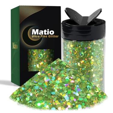 Imagem de Matio Glitter Holográfico Robusto, Verde Claro De 7,8 Oz/220 G Para Decoração Do Dia São Patrício, Flocos Unha Resina Epóxi, Lantejoulas, Pó Fino Misto, Globo Neve, Copo, Arte Faça Você Mesmo
