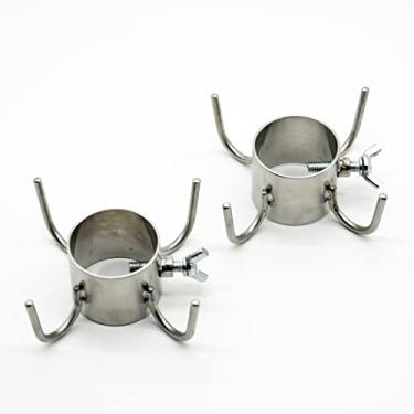 Imagem de DYSEYU Ganchos de guarda-chuva de viagem de aço inoxidável 304 ajustáveis de metal com 4 garras para guarda-sol de praia, ganchos para pendurar, acessórios de praia para férias imperdíveis, pacote com