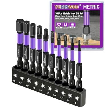 Imagem de Conjunto de brocas Allen de cabeça hexagonal com 20 peças (métrico e SAE), liga de aço S2, pontas usinadas CNC com magnetismo (50 mm-métrico)